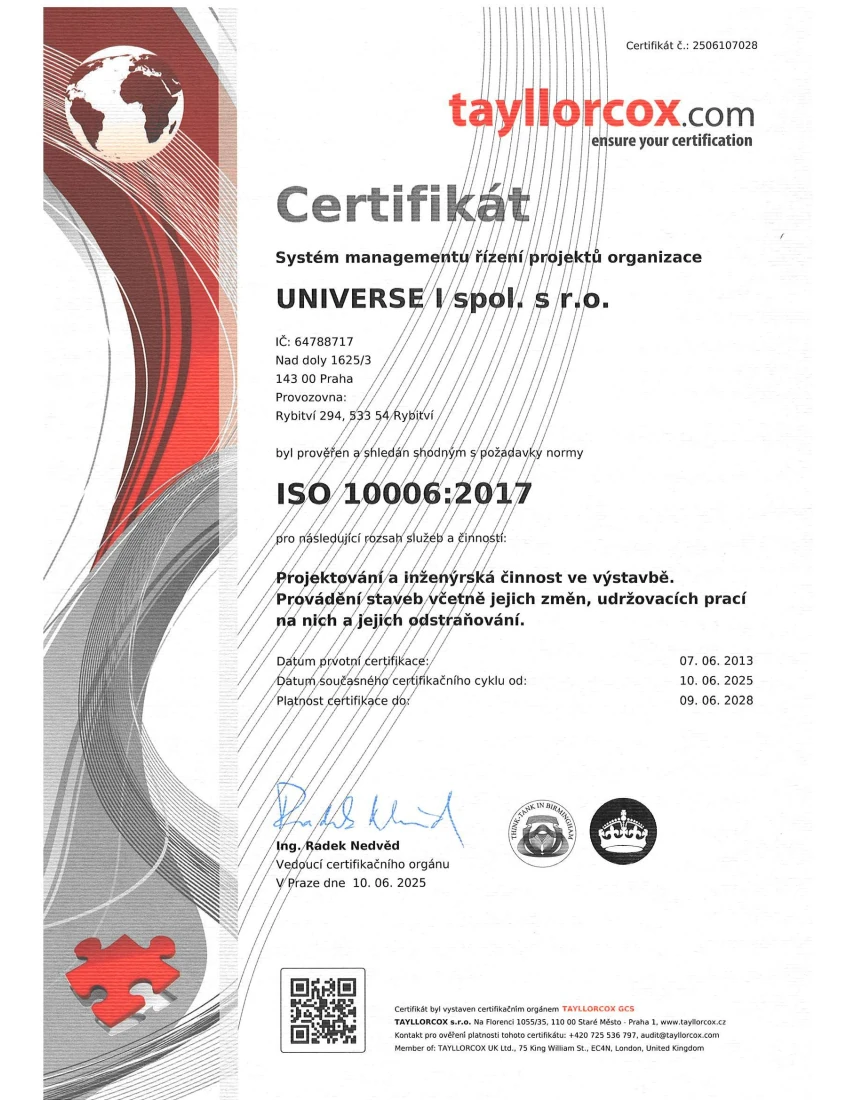 ISO 10006 Certifikát