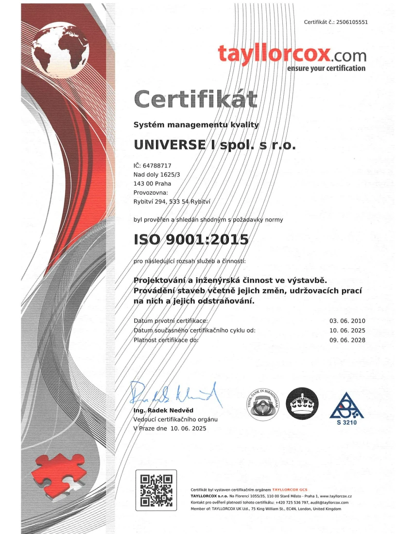 ISO 9001 Certifikát